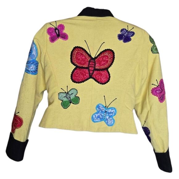 VINTAGE Anage butterfly applique button up collared clowncore jacket blazer S - Picture 3 of 11